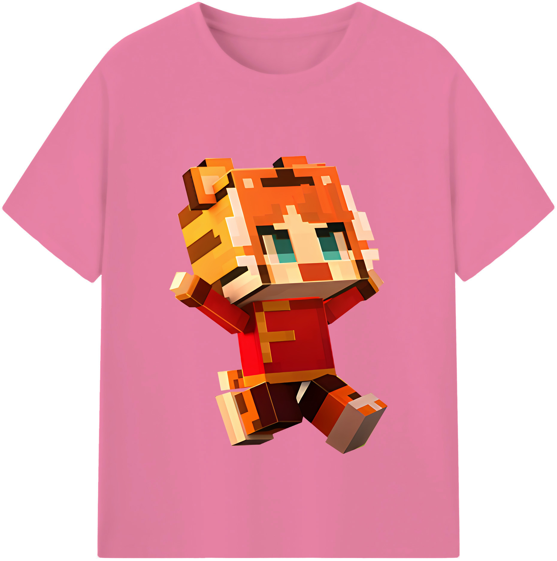 （画像用） マインクラフト ブロックの世界 Minecraft MC Block world 綿100％半袖Tシャツ（フロントプリント）